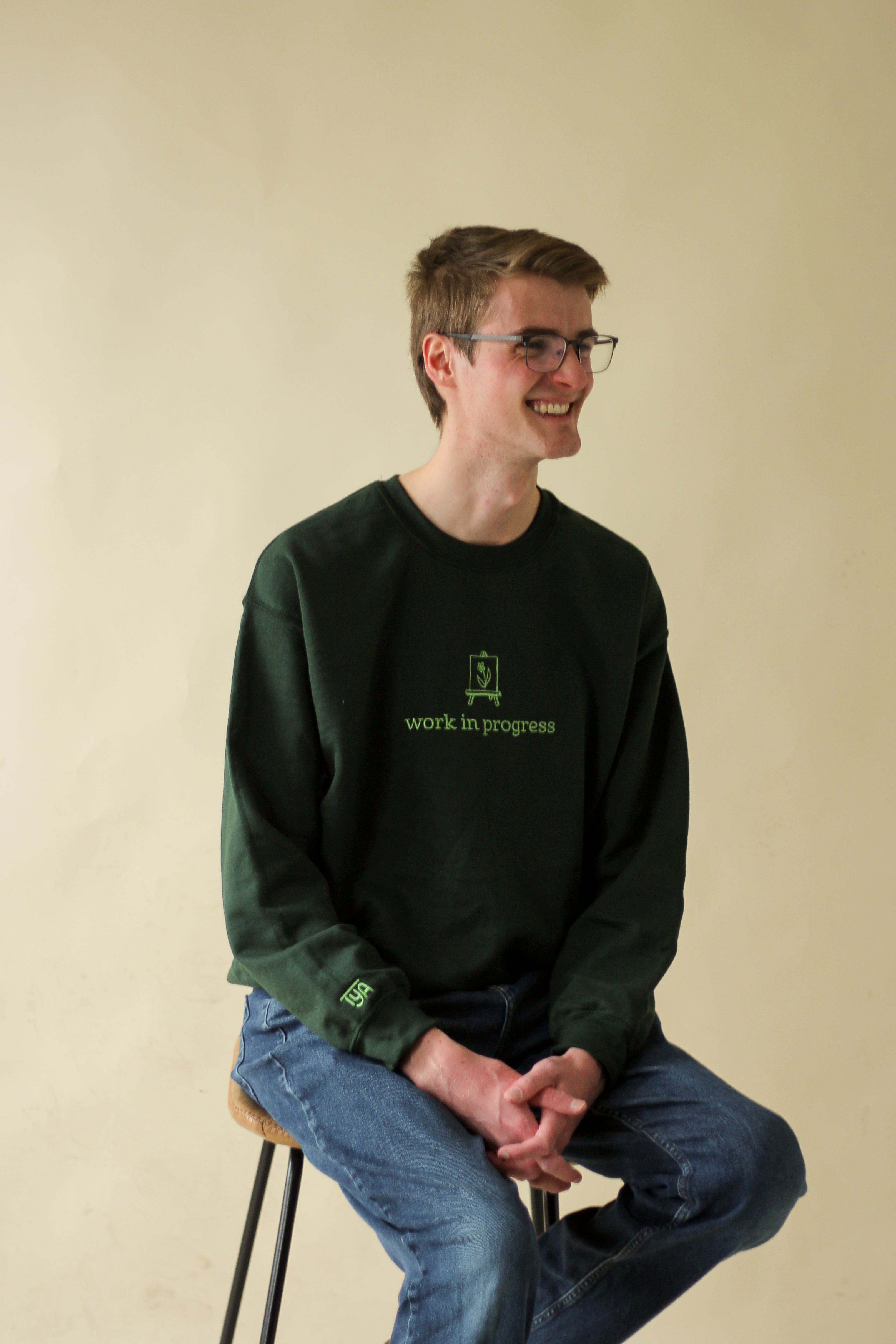 "Work In Progress" Embroidered Sweatshirt