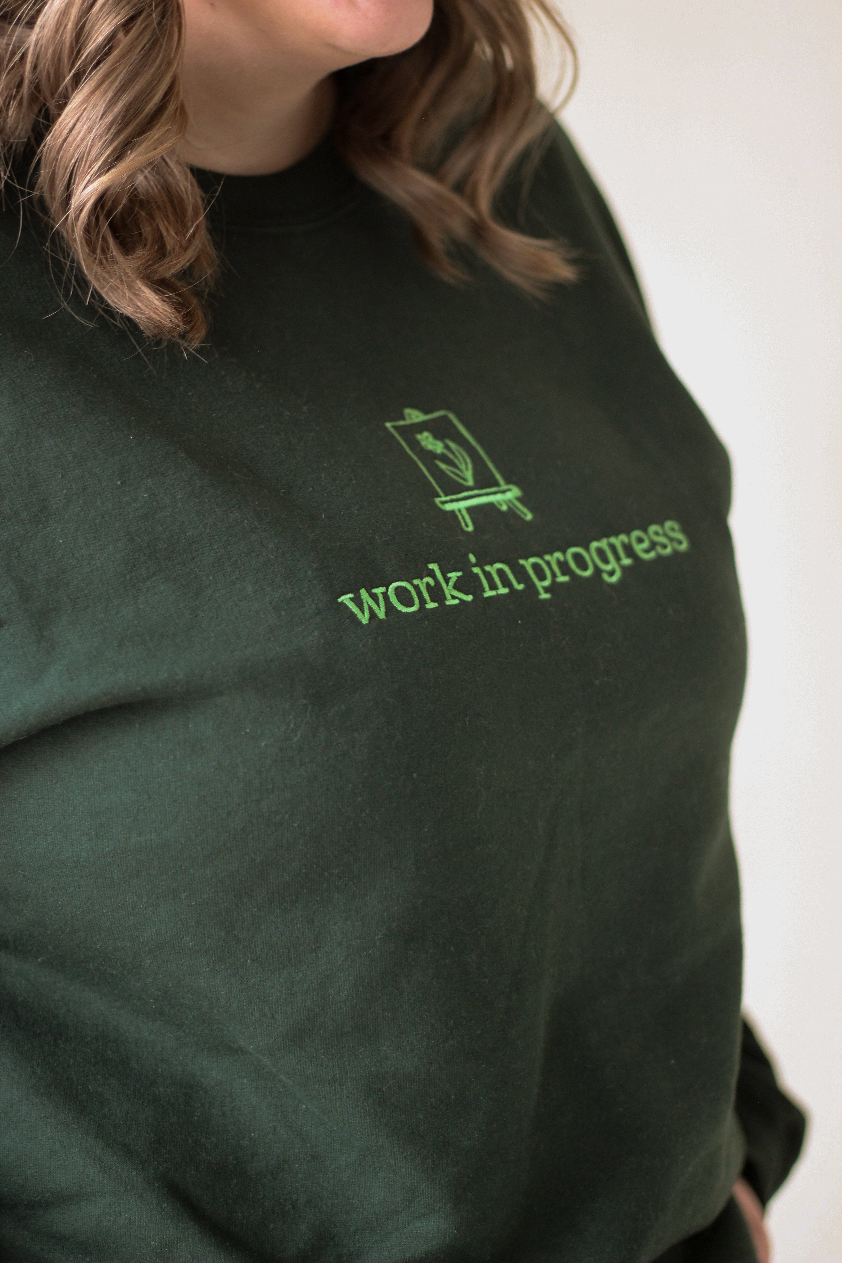 "Work In Progress" Embroidered Sweatshirt