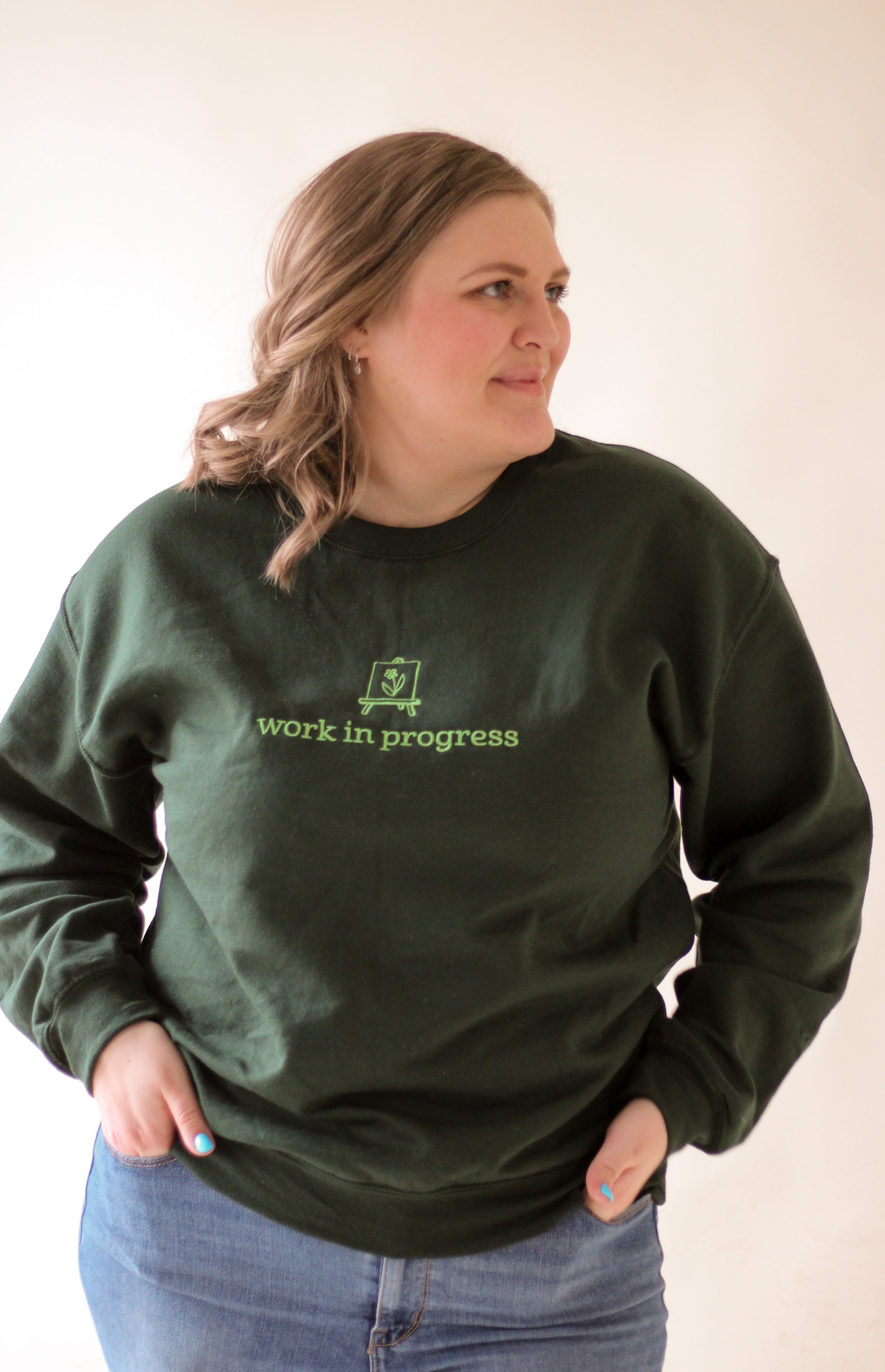 "Work In Progress" Embroidered Sweatshirt