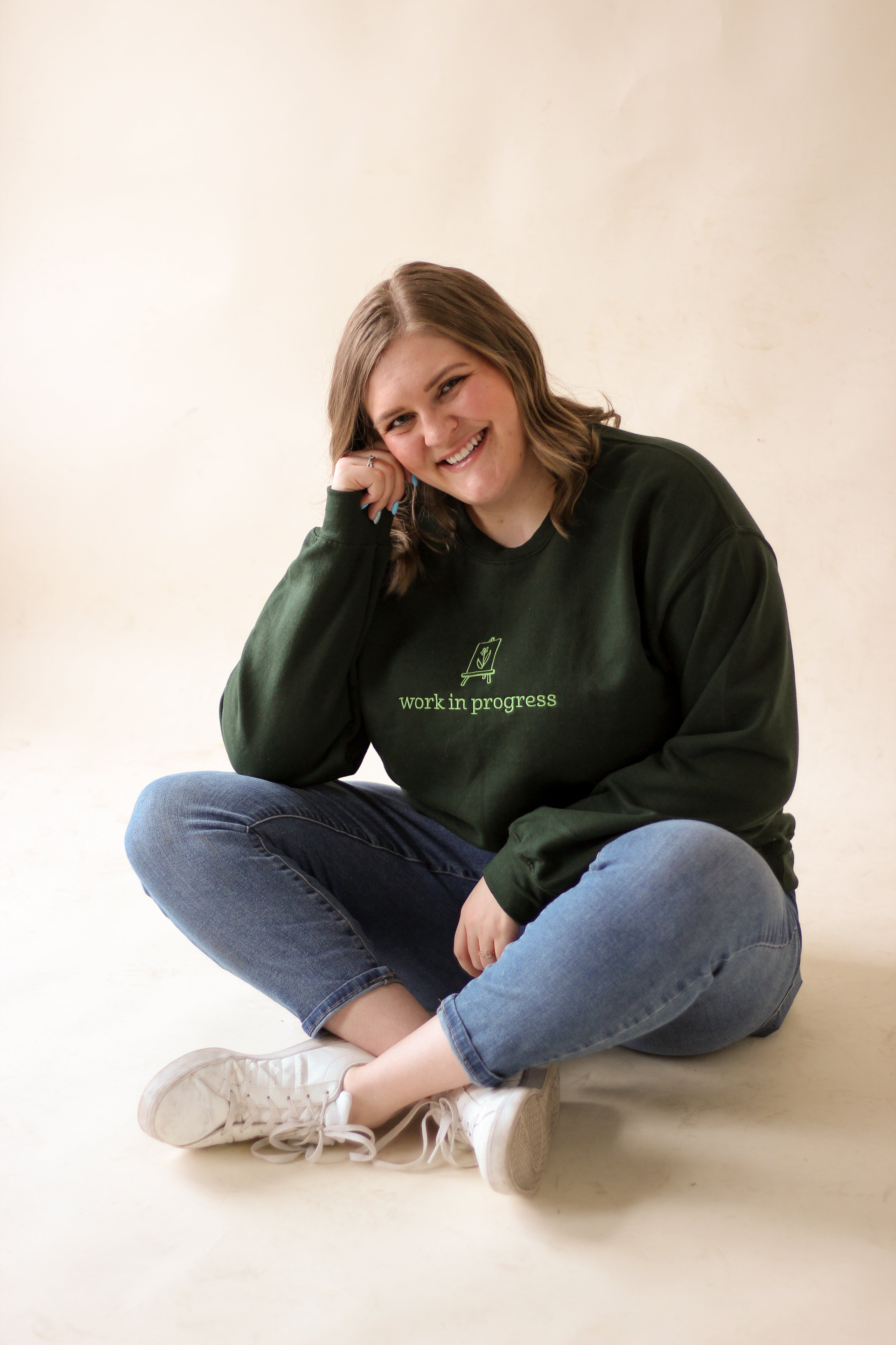 "Work In Progress" Embroidered Sweatshirt