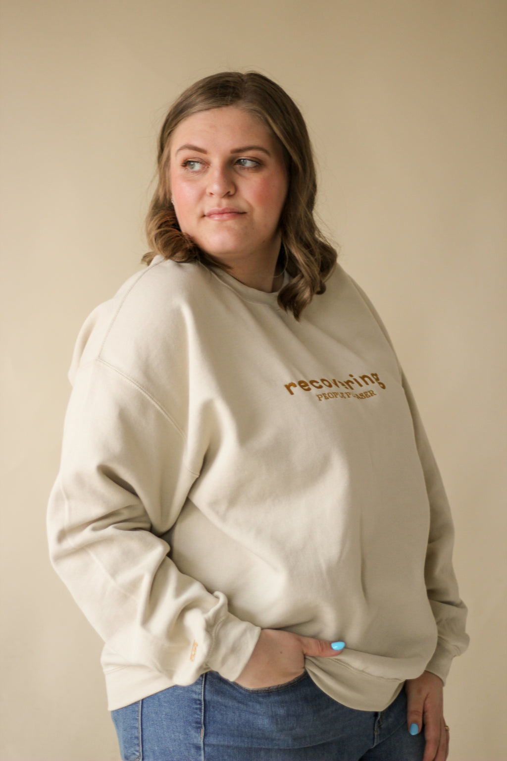 "Recovering People Pleaser" Embroidered Sweatshirt