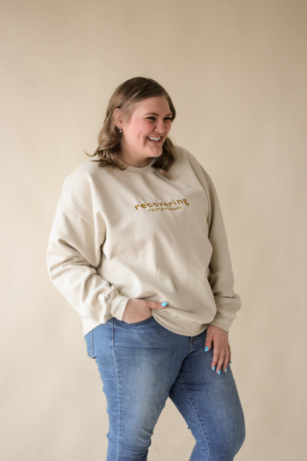 "Recovering People Pleaser" Embroidered Sweatshirt