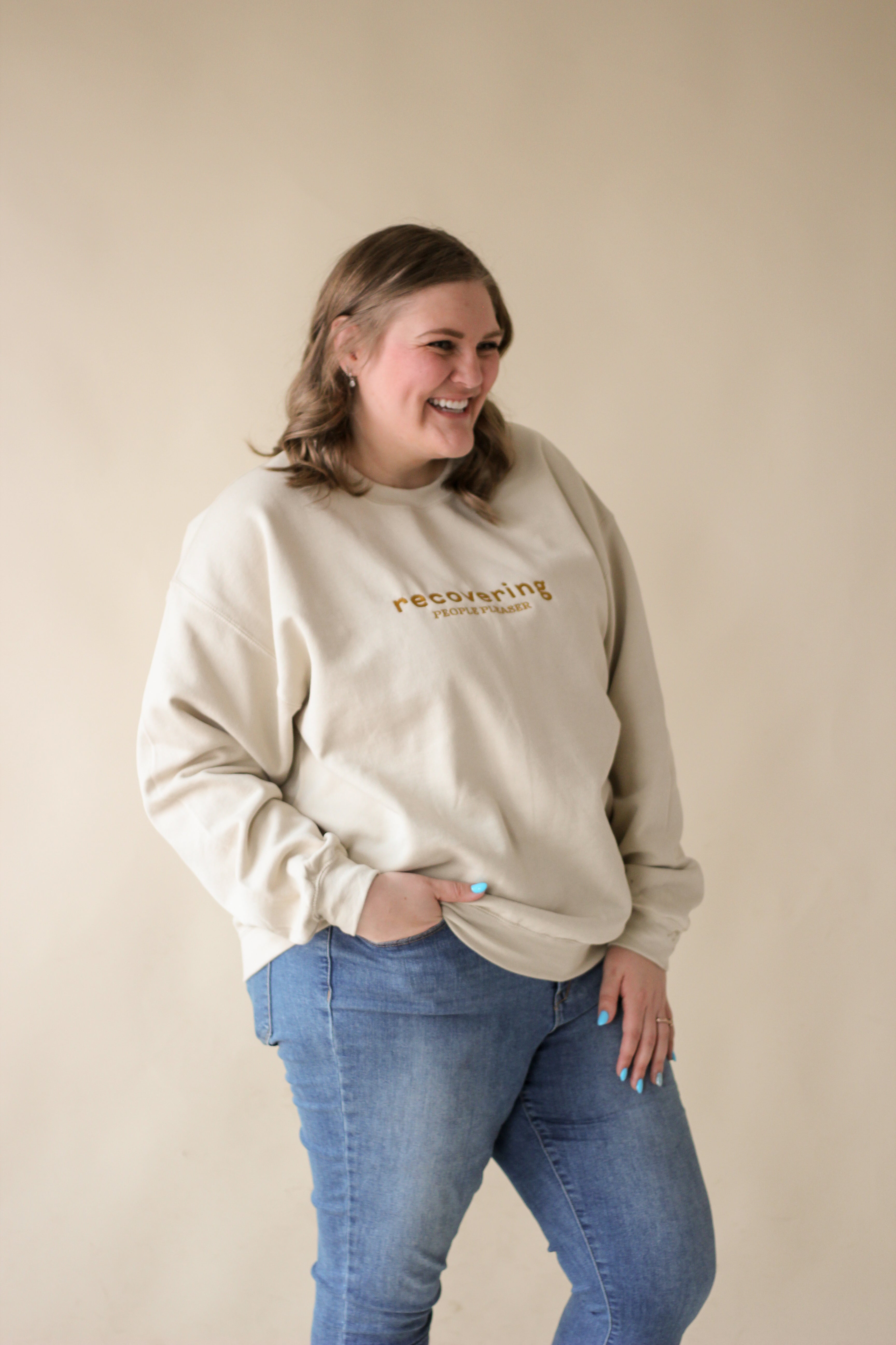 "Recovering People Pleaser" Embroidered Sweatshirt