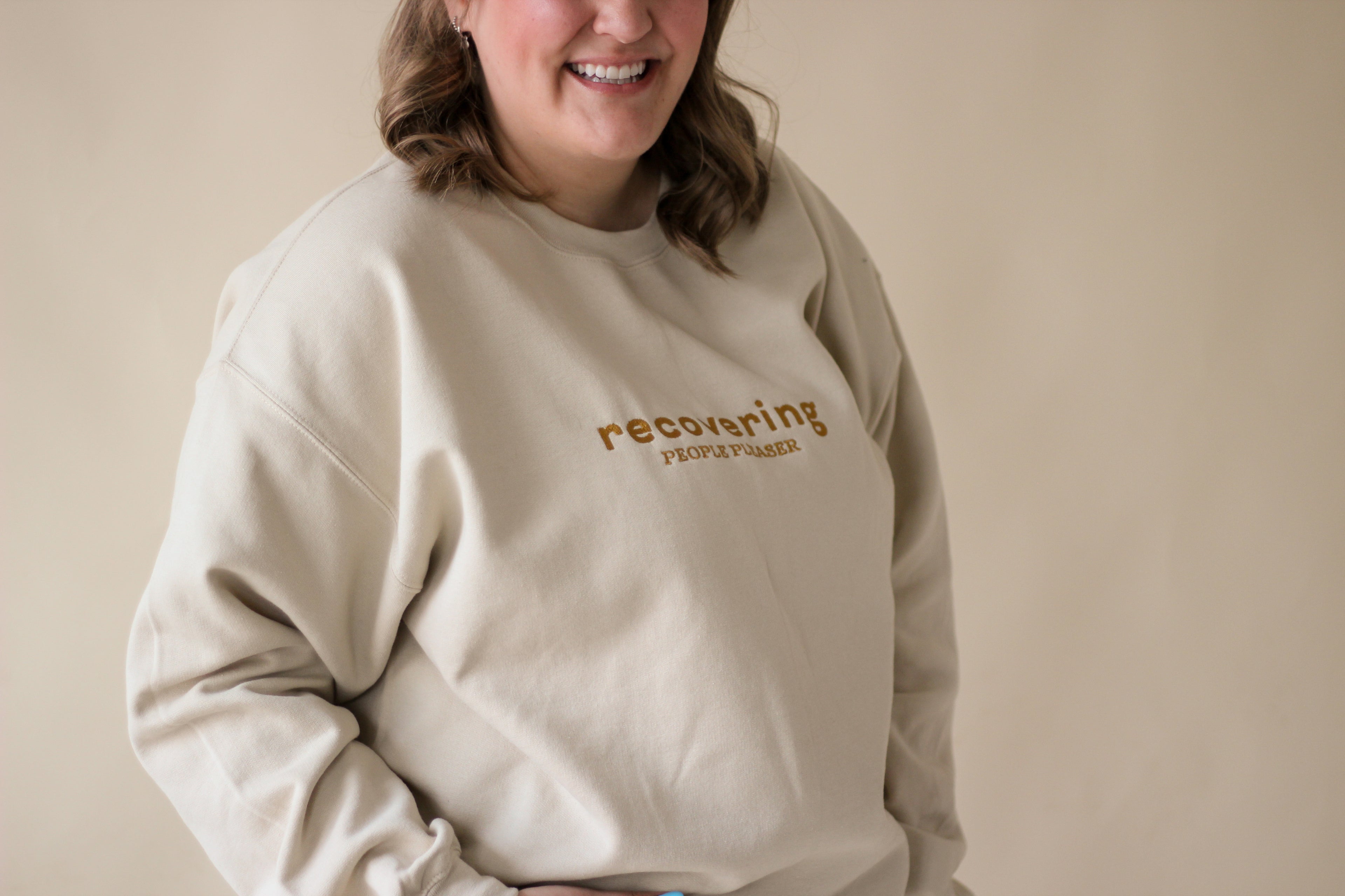 "Recovering People Pleaser" Embroidered Sweatshirt