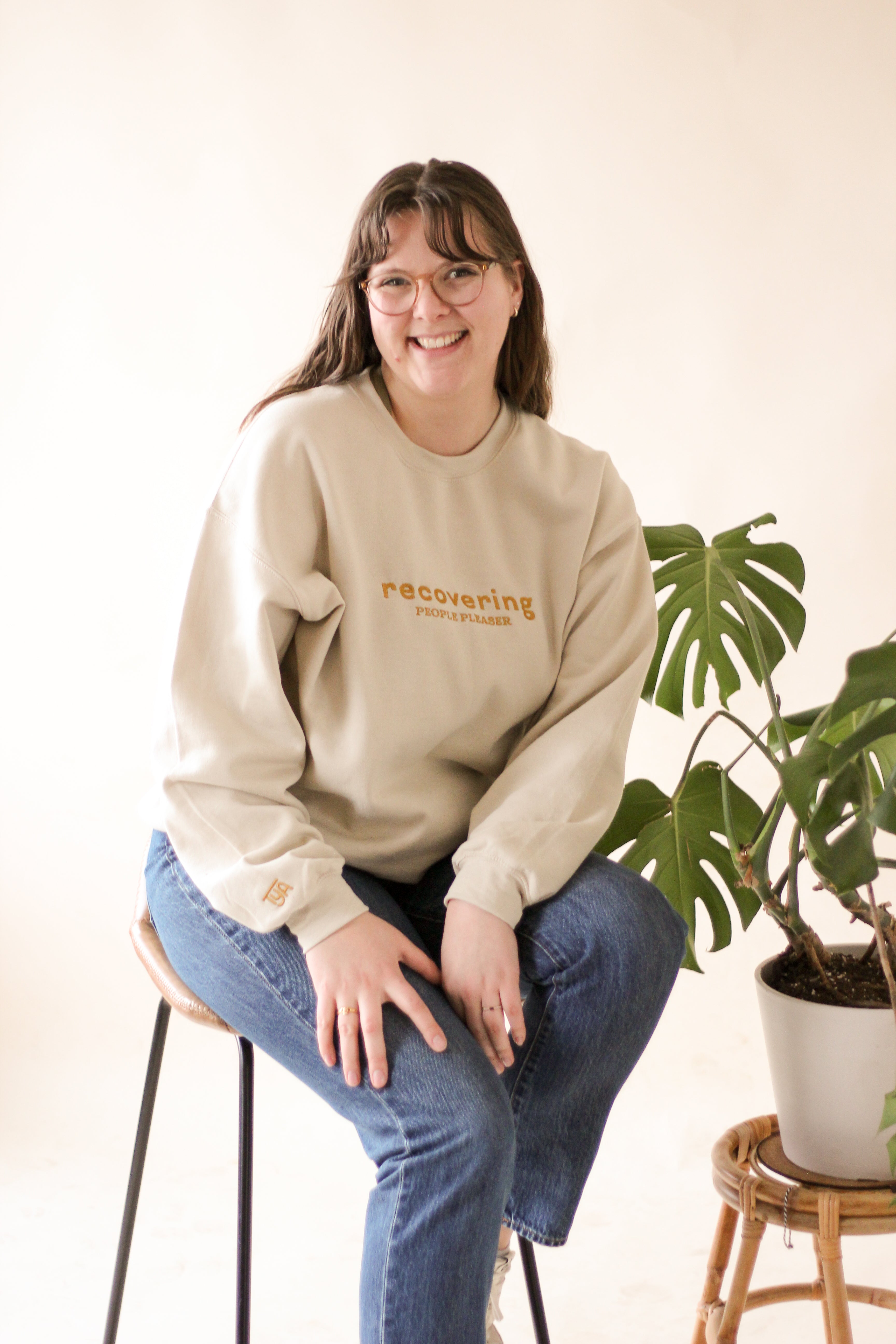 "Recovering People Pleaser" Embroidered Sweatshirt